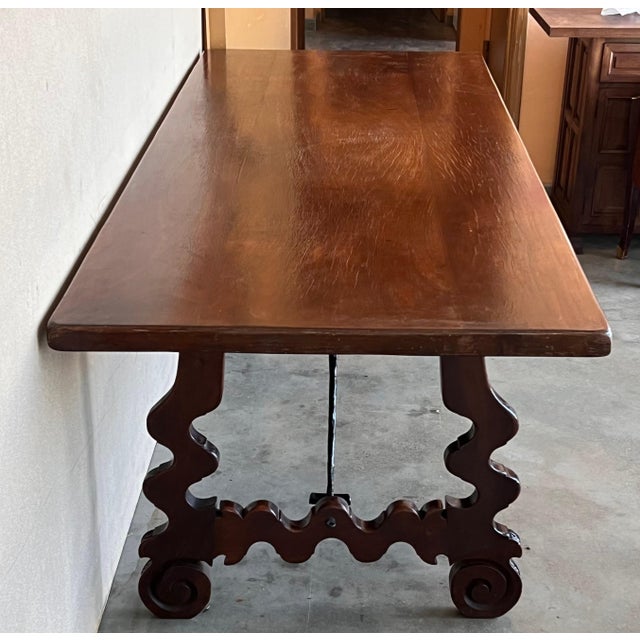 18th Dining or Console Table of Walnut with Lyre Legs and Heavy Top, Spain For Sale - Image 18 of 18