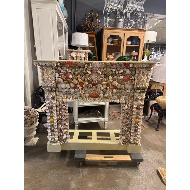 Alabaster Vintage Handmade Fireplace Surround W/Seashells For Sale - Image 8 of 8