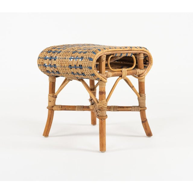 Mid-Century Rattan and Bamboo Stool, 1960s For Sale - Image 9 of 17