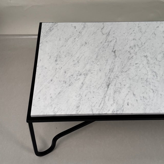 White Large Honed White Marble 'Entretoise' Coffee Table by Design Frères For Sale - Image 8 of 9