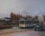 This oil painting by Berlin-based cityscape artist Günter Fischer (1940-) portrays the Spandau West railway station. Set...