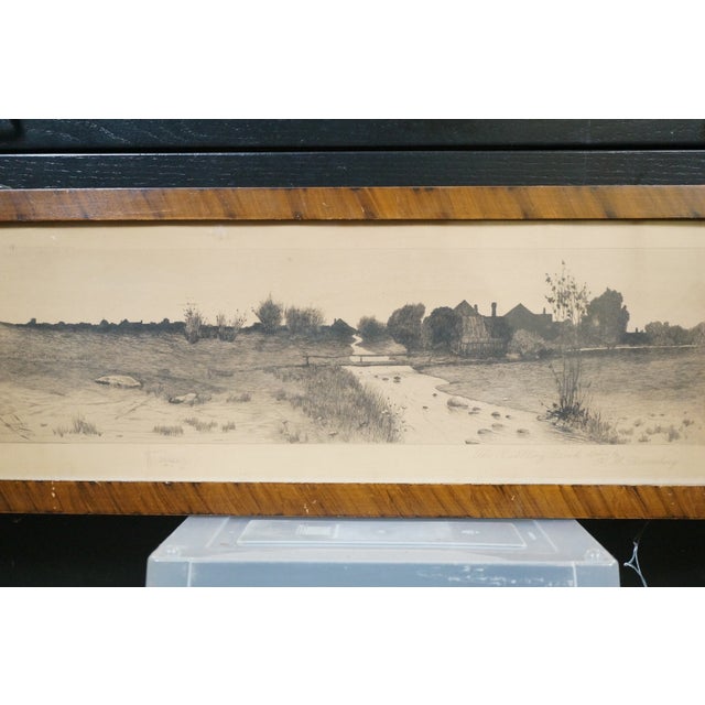 Late 19th Century Antique Henry Mortikar Rosenberg Babbling Brook Panoramic Landscape Etching 25" For Sale - Image 5 of 15