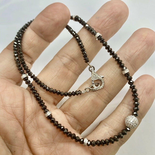 Metal Diamond Beaded Necklace 34.15 Tcw 18k Gold Certified For Sale - Image 7 of 8