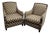 Pair of Modern Bernhardt Portfolio Transitional Upholstered Club Chairs With Nailhead Trim For Sale