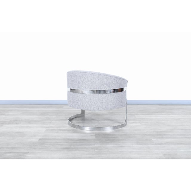 Mid-Century Modern Chrome "Barrel" Lounge Chairs Attributed to Milo Baughman For Sale - Image 11 of 12
