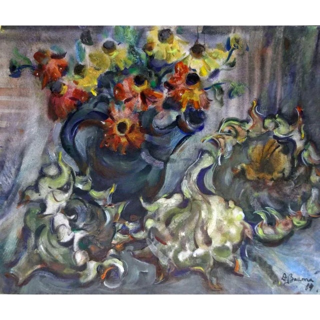 Still life, sunflowers in the fall. 1984, paper, watercolor, 59x71 cm dzidra bauma (1930) dzidra bauma works in watercolor...