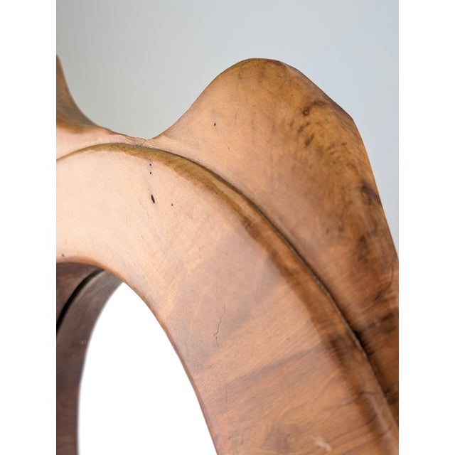 Biomorphic Wall Mirror in Walnut, France, 1960s For Sale - Image 6 of 9