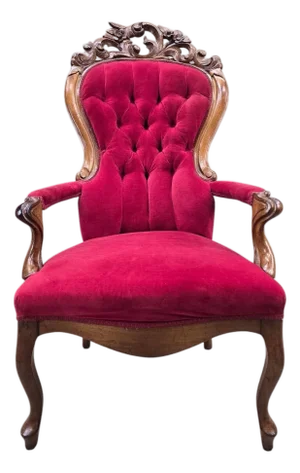 Vintage Victorian Style Tufted Red Velvet Armchair