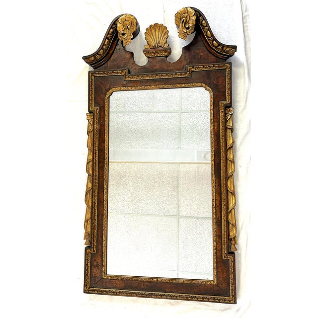 Antique English George II Solid Mahogany Mirror With Swan Neck Pediment and Shell Cartouche For Sale - Image 12 of 18