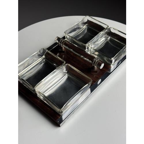 Art Deco bowl with glass bowls and glass handles. In very good condition with minimal signs of wear. Dimensions: 39L x 23D...