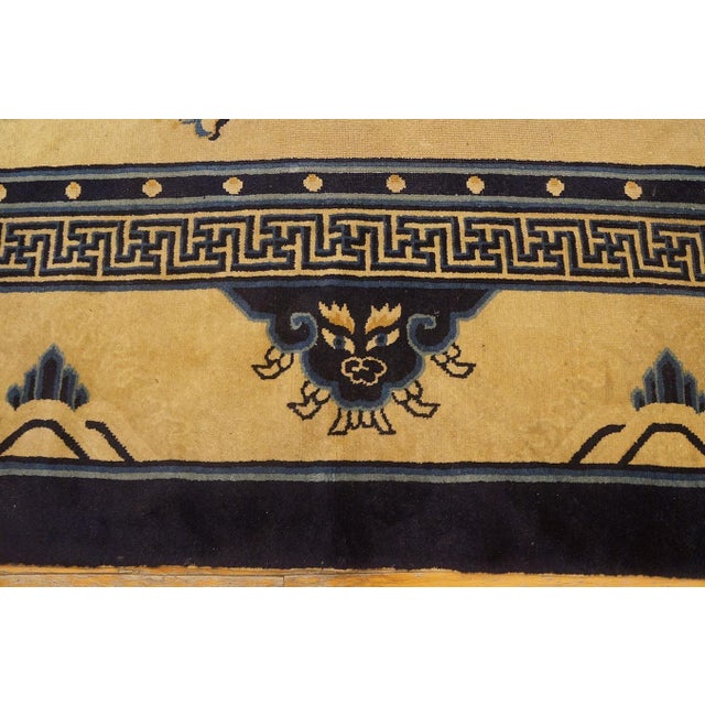 Extraordinary White Ivory Color With Chinoiserie and Animalia Design Antique Chinese Peking Rug For Sale - Image 4 of 12