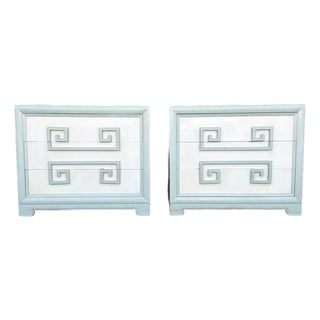 Pair of Kittinger Greek Key 3-Drawer Chests / Nightstands For Sale