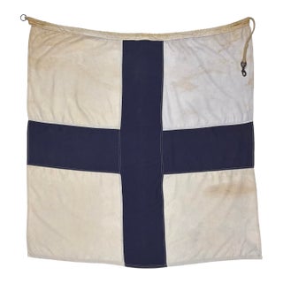 Large Vintage Cotton Nautical Signal Flag For Sale