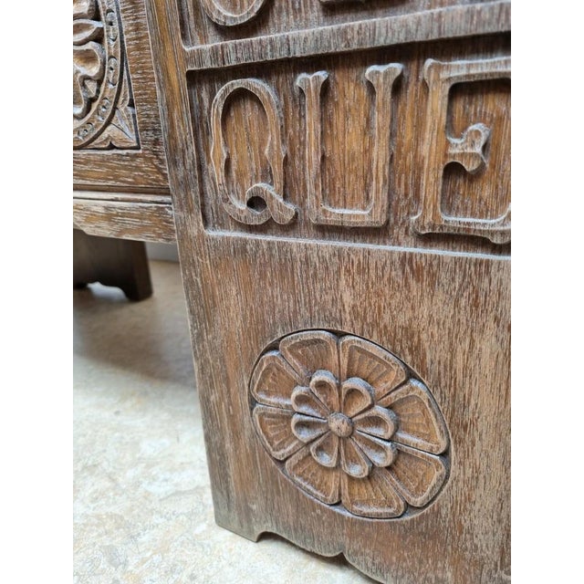 Brutalist Oak Hall Chest Bench with Black Iron Hardware, 1960s For Sale - Image 6 of 13