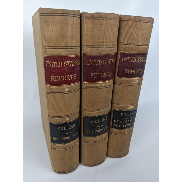 1918 United States Reports Supreme Court Law Books, Tan, Burgundy & Black, Set of 3 For Sale In New York - Image 6 of 12