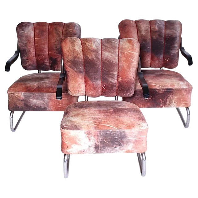 Chrome Armchairs by Mücke & Melder, 1930s, Set of 3 For Sale