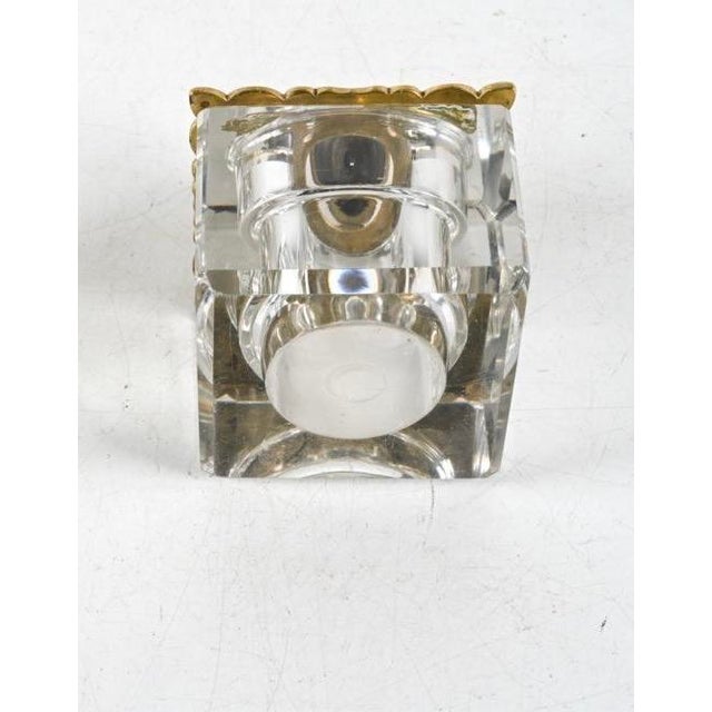 Glass Antique Rococo Style Square-Cut Crystal and Brass Inkwell For Sale - Image 7 of 7