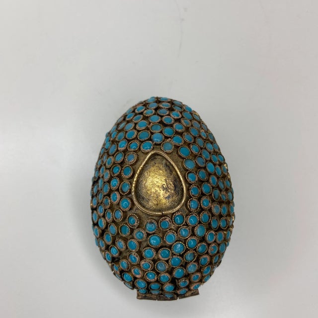 Vintage Tibetan Gau Prayer Box With Turquoise Colored Stones – Brass Gilt, Mid-20th Century For Sale In Boise - Image 6 of 10