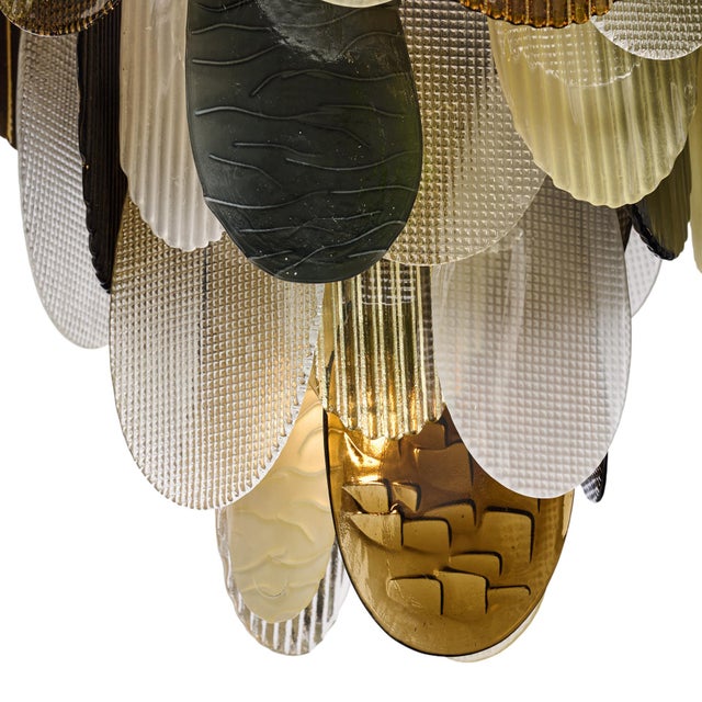 Mid-Century Modern Organic Venetian Glass Chandelier in Earth Hues, Murano, Italy For Sale - Image 3 of 9