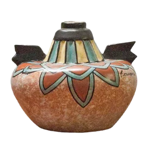 Hand-Painted Art Deco Vase by Antoine Dubois for Mons Pottery