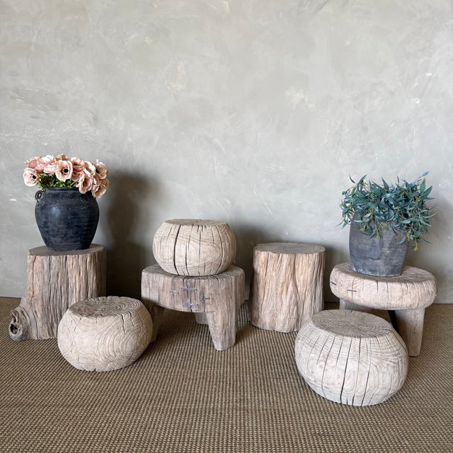Beige Vintage Stump Table For Sale - Image 8 of 8