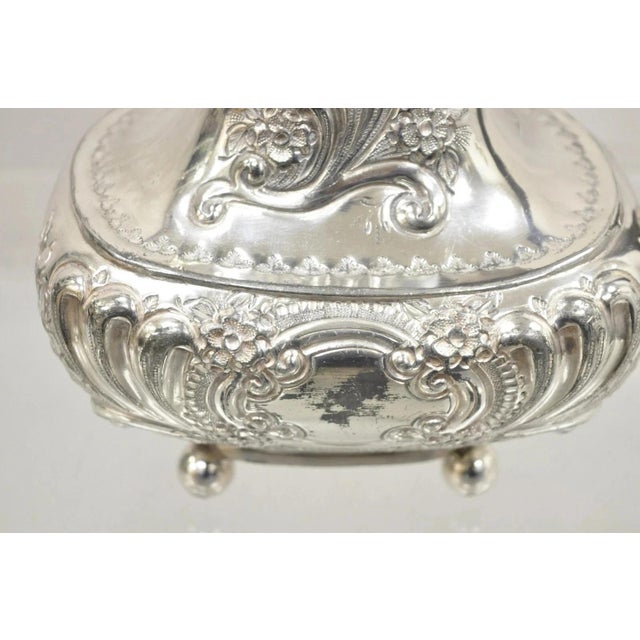 Silver Antique English Victorian Silver Plated Floral Repousse Coffee Pot Teapot For Sale - Image 8 of 11