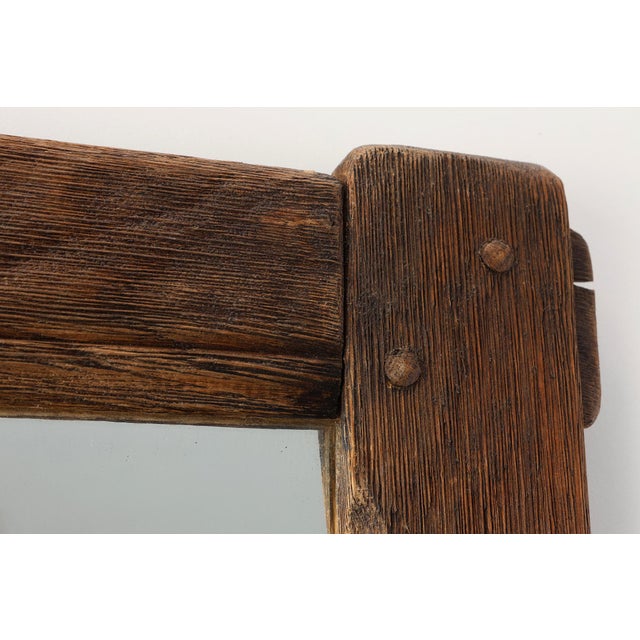 Antique Rustic Oak Wall Mirror, France, 1820s For Sale - Image 6 of 11