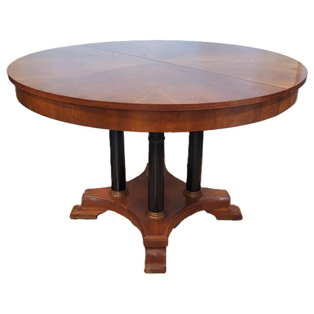 Neoclassical Vintage Cherry Neoclassical Biedermeier Style Dining Table +2 Leaves Ethan Allen For Sale - Image 3 of 18
