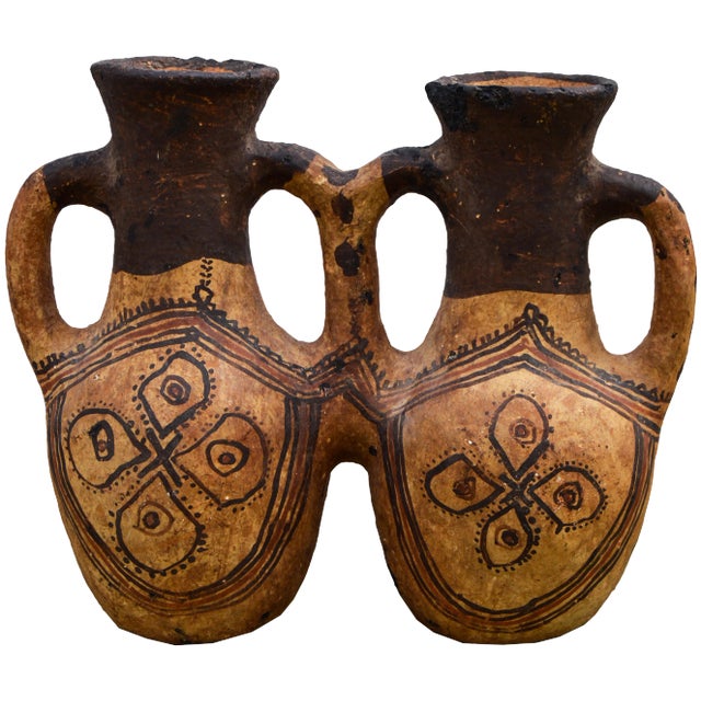 Early 20th Century Moroccan Berber Water Vessel W/ Handles For Sale