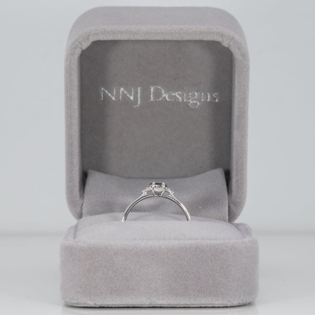 Black Diamond Ring With Diamond Accents in Solid 14k Gold, Asscher Cut 3.6mm, Size 6.75 For Sale - Image 4 of 9