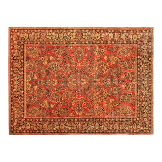 Antique Persian Sarouk Oriental Rug, in Room Size, with Intricate Floral Design For Sale