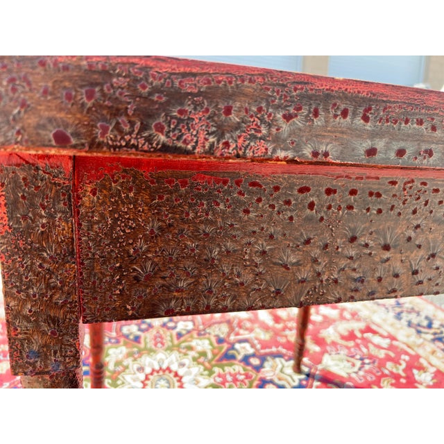 Antique Pennsylvania Folk Art Postage Stamp Decoupage Game Table, 1938 For Sale - Image 11 of 13