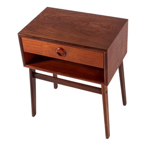 Mid-Century Danish Teak Bedside Table with Drawer and Open Shelf, 1960s For Sale