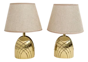 Mid-Century Modern Italian Brass Table Lamps, 1970s, Set of 2