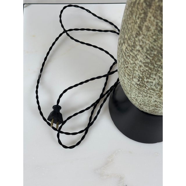 1970s Studio Ceramic Lamp With Custom Linen Shade and Diffuser For Sale - Image 9 of 9