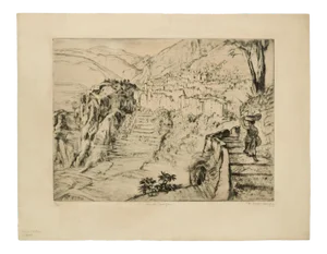 Friedi Gold Boille, Landscape, Original Etching, 1935
