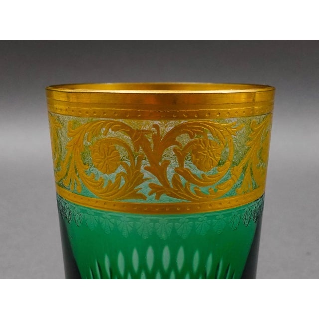 Green Mid 20th Century St Louis Crystal France Thistle Green & Gold Encrusted Tumbler Glass For Sale - Image 8 of 8