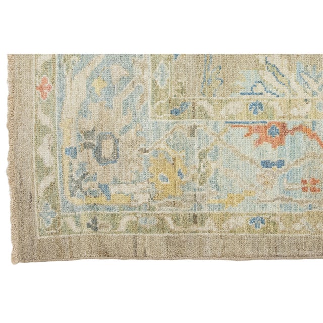2010s Apadana's Contemporary Designed Sultanabad Wool Rug Handmade in Light Brown For Sale - Image 5 of 10
