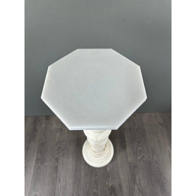 Mid-Century Carved White Marble Column, 1950s For Sale - Image 6 of 8