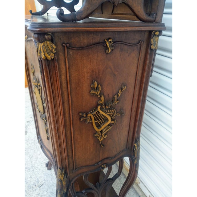 Late 19th Century Late 19th Century Antique French Walnut Music Cabinet With Gilt Accents For Sale - Image 5 of 10