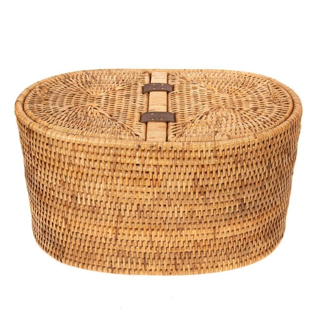 Wood Artifacts Rattan Oval Double Tissue Roll Box in Honey Brown For Sale - Image 7 of 7