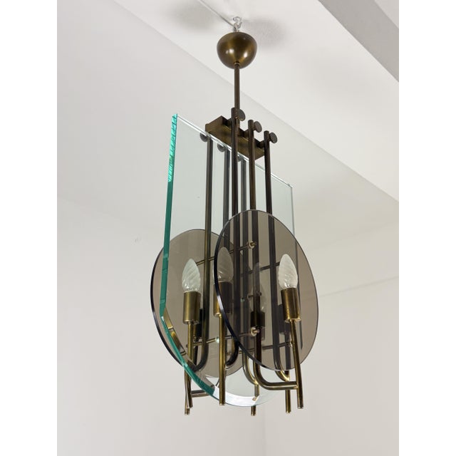 Gold Six-Light Chandelier in Brass and Nile Green Murano Glass, 1960s For Sale - Image 8 of 14