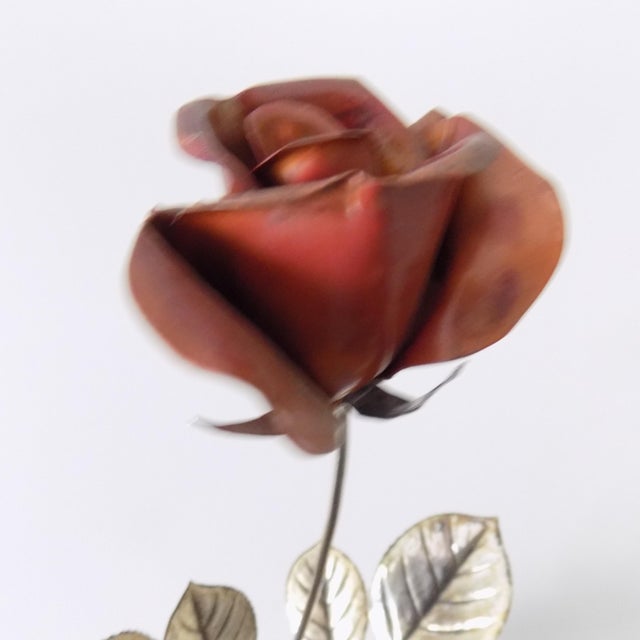 Vintage Italian Handmade Sterling Silver 925 Long Stem Enameled Red Rose, Padua, Italy, 1970s For Sale - Image 16 of 18