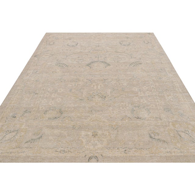 Contemporary Rug & Kilim’s Oushak Style Rug in Beige-Brown and Gray With Floral Patterns For Sale - Image 3 of 7