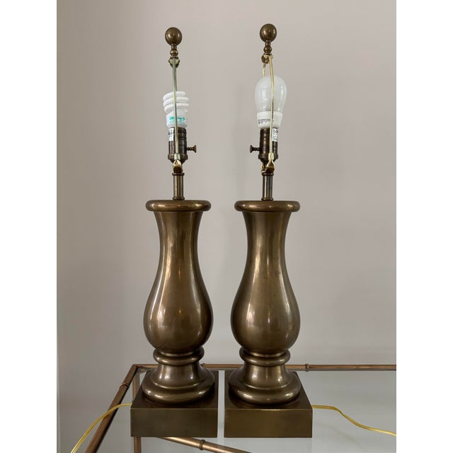 Visual Comfort Transitional Bronze Table Lamps - A Pair For Sale In Chicago - Image 6 of 13
