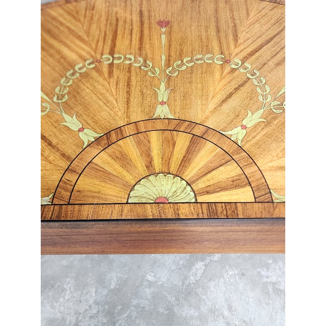 Vintage Maitland-Smith Adam Style Handpainted Demi-Lune Console Table For Sale - Image 12 of 17