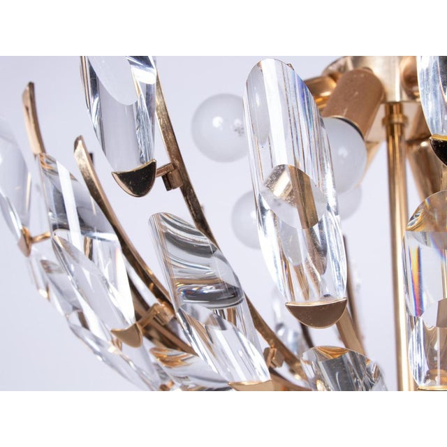 Chandelier Crystal Glass & Gilt Brass from Stilkronen, Italy, 1970s For Sale - Image 6 of 8
