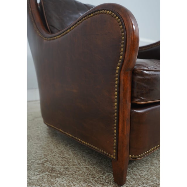 Theodore Alexander Leather & Mahogany Club Chair For Sale - Image 10 of 18