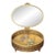 Vintage Hollywood Regency Style Brass Filigree Jewelry Box With Beveled Glass Top For Sale