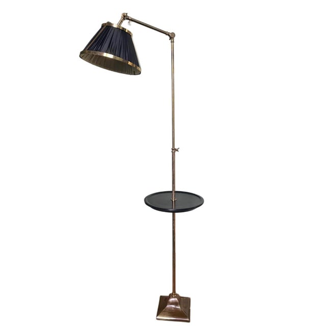 Metal Brass Floor Lamp with Tray Table by David Iatesta For Sale - Image 7 of 7